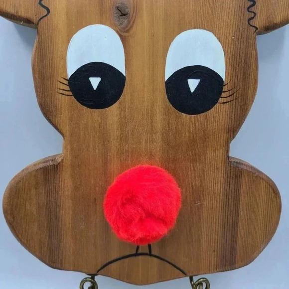 Vintage Handcrafted Wood Christmas Reindeer Rudolph Welcome Sign Rustic Cabincor - Picture 4 of 16